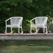 Exceptional Varaschin Smart rocking lounge chair with durable VAR#TEX mesh and powder-coated aluminum frame