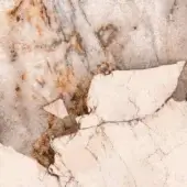 Marble texture displaying beige, cream, brown, and gray veining with a glossy, polished finish and subtle hairline fractures.