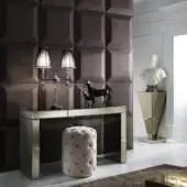 Exclusive DV Home Collection Envy console with mirrored glass and a smoothly operating drawer in bevelled silver with bronze reflections