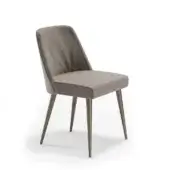 Distinguished Reflex Comfort chair with padded seat and back in muted gray-beige fabric and satin-finish legs