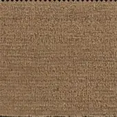 Woven fabric sample in earthy brown with horizontal bands, featuring a nubby texture and jagged trim; ditre italia link 008.