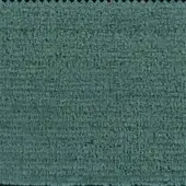 Teal looped pile fabric sample with black geometric border, featuring subtle horizontal striations and a dense, irregular texture.
