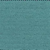 Teal fabric swatch with woven texture, displaying striped tonal variations and a jagged sawtooth edge, studio lighting.