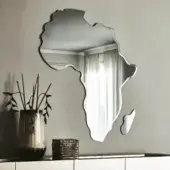 Exceptional Cattelan Italia Africa mirror crafted in smoked grey mirrored glass with refined bevelled edges replicating the African continent