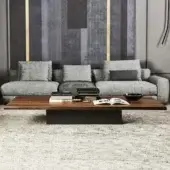 Elegant Cattelan Italia Idem coffee table with Canaletto walnut top and graphite embossed lacquered steel frame in a satin finish