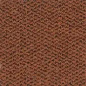 Terracotta fabric texture with speckled weave, featuring brown and gray knots; matte finish, ditre italia potter 529 sample tag visible.