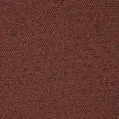 Reddish-brown granular texture with irregular, rounded particles on a dark grid base, creating a speckled, matte, woven composite material.