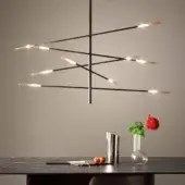 Remarkable Bonaldo Crossroad suspension lamp crafted in matte lead-colored lacquered metal with amber glass enclosures