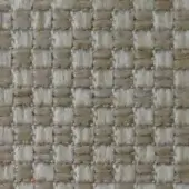 Woven fabric texture, beige and tan grid pattern, square blocks from intersecting threads, matte finish, linen or jute material.