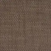 Brown woven fabric sample with a diagonal pattern, featuring medium and dark brown threads and subtle beige tonal variations in a tight weave.