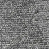 Woven fabric sample, gray and cream heathered texture, dense irregular weave with visible fiber knots, “ponza fumo” from erba fabrics collection.
