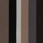 Textile sample with vertical stripes of beige, black, white, tan, gray, and brown fabrics, displaying a brushed texture and neutral earthy tones.