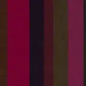 Vertical stripe textile sample in berry, navy, olive, and burgundy tones with a velvety sheen, possibly a lambskin wool blend named “Varese Lambusa”.