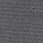 Woven fabric sample in medium gray with a granular texture and subtle vertical ribbing, displaying a matte finish and textile identification text.