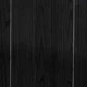 Black stained oak sideboard with vertical planks, copper detailing, and a matte, distressed wood grain texture.