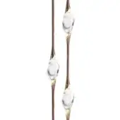 Floor lamp, bronze gold, with three clear glass shades featuring swirling patterns and gold accent bands on a slender, curved stem.