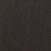Woven fabric sample, muted brown with black threads, tight plain weave displaying a heathered, grid-like texture and matte finish; text imprint.