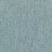 Woven fabric sample, muted gray and pale turquoise, repeating interwoven thread pattern with grid structure and matte finish; Hestan 7035.25, Lacividina.