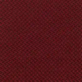 Red fabric texture with a repeating grid of small black and red circles, woven with a matte finish and saturated tone.