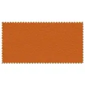 Orange textured fabric swatch with a repeating geometric pattern and zig-zag edges, displaying a leather-like appearance against a white backdrop.