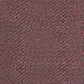 Woven textile fabric, dark gray and red, displays a dense speckled pattern with a raised, nubby texture and consistent tight weave.