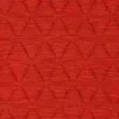 Red quilted fabric with diamond pattern, woven texture, matte finish; lacividina 41 triangle, triangle flame textile sample.