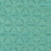 Quilted fabric texture, muted turquoise with beige stitching, repeating diamond pattern; Lacividina “41 triangle” fabric, soft padded surface.