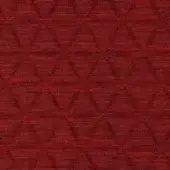Red geometric fabric sample featuring raised triangular quilting in a grid pattern, from the Lacividina Triangleumba collection.
