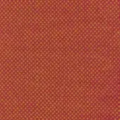 Geometric fabric sample with a diagonal grid of square motifs in rose-red and mustard yellow, featuring a textured, nubby weave.