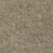 Felted fabric swatch, gray-beige tone, mottled texture with yellow and teal variations, subtle script text embedded within the dense, matte surface.