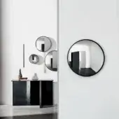 Distinguished Sovet Italia Sail mirror crafted with glass and metal in burnished brass with a satin finish
