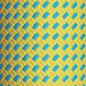 Rectangular woven texture with alternating yellow and turquoise blue, forming a diagonal grid pattern with a matte finish.
