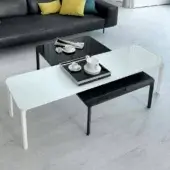 Distinguished Sovet Italia Slim Rectangular Coffee Table with glossy white lacquered top and polished chrome legs