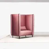 Sophisticated LaCividina Pinch lounge chair with rose woven upholstery and smooth dark-toned wood accents