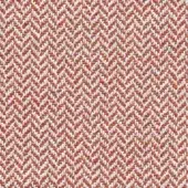 Chevron fabric sample, white and reddish-orange, dense woven texture with repeating V-shaped pattern and neutral background.