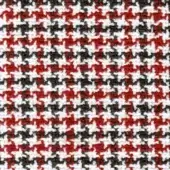 MDF Italia fabric swatch, white red gray, dense speckled pattern with irregular shapes and slightly raised looped texture.