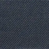 Denim blue “ramiro” fabric sample, MDF Italia collection, displays a dense, textured, open-hole weave with heathered gray threads.