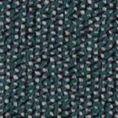 Teal geometric fabric texture with woven beige and black elements, dense weave, subtle sheen, and structured chaotic pattern.