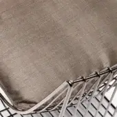 Chair seat cushion upholstered in delhi marrone r397 140 fabric with a textured weave and a chrome metal crisscross frame.
