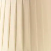 Pleated fabric swatch, beige woven textile, vertical ribbed texture, matte finish, soft drape, consistent tone with subtle shading variations.