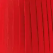Pleated fabric swatch in flame red with a matte finish, displaying consistent vertical folds and a tightly woven, uniform texture.