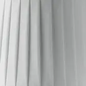 Pleated fabric, light grey, vertical texture with sharply defined, parallel pleats and a matte, densely woven finish.