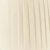 Pleated fabric swatch, ivory color, vertical ribbed texture with consistent pleats and a smooth matte finish, evenly lit.