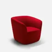 Superior LaCividina Dep Lounge Chair with enveloping form upholstered in vibrant red textile and slightly textured matte finish
