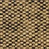 Woven fabric texture, tan and dark brown threads, simple grid pattern, matte finish, durable material for upholstery applications.