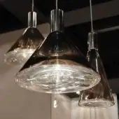 Exceptional Reflex Accademia suspension lamp with hand-blown Murano glass in bronze sputtering finish and gradient coloration