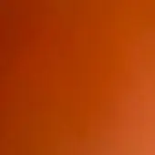 Terracotta orange surface with matte finish, displaying linear texture and tonal variations; coated composite material sample for color reference.