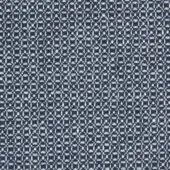 Navy blue geometric fabric texture, detailed weave with pale gray threads forming interconnected rectangles, durable nubby construction.