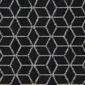 Rabat fabric sample, geometric pattern, dark gray and beige woven textile, interlocking diamonds and hexagons, grid arrangement, model 12823 37.