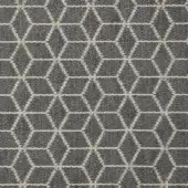Geometric textile sample featuring interlocking beige hexagons on a medium gray background, with a tight weave and matte finish.